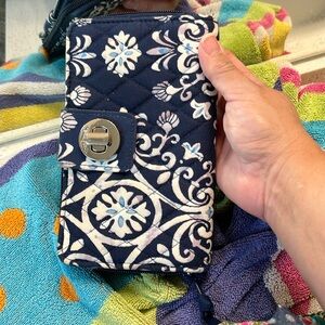 Vera Bradley Navy and White Floral Clutch